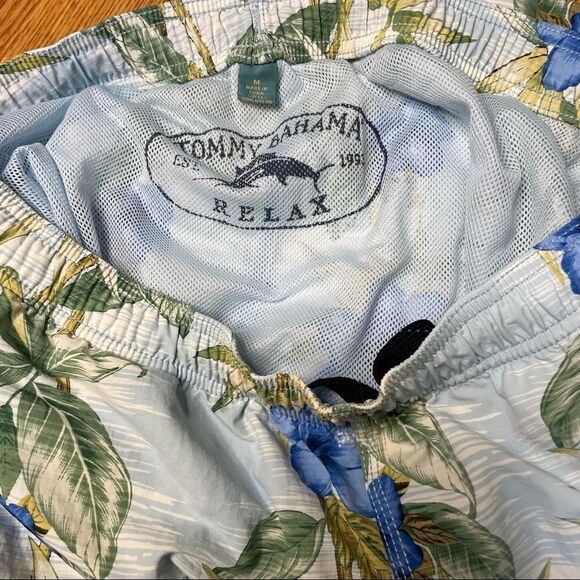 Tommy Bahama Blue Blooms Floral Print Straight Fit Swim Trunks Sz-M - Picture 7 of 8